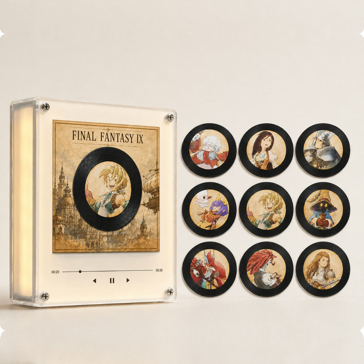 The player and all 9 collector discs